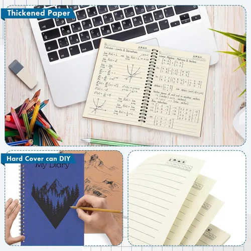 Miniatura 5 de Epakh Paquete de 6 cuadernos en espiral a granel, cuaderno de espiral de tapa dura de regreso a clases, 5.5 x 8.3 pulgadas, cuaderno de notas