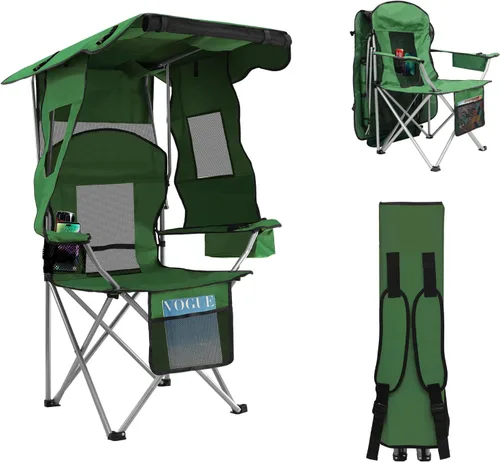 Miniatura 11 de ptlsy Silla de playa con toldo de sombra, silla de camping plegable para adultos con portavasos, bolsa enfriadora para campamento, pesca, playa, Azul