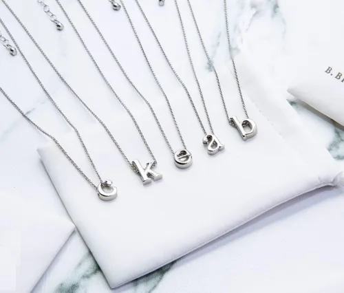 Miniatura 8 de B. BRILLIANT Collares con inicial para mujer, plata esterlina, pequeño, delicado, alfabeto, letra, nombre, colgante personalizado para mujer