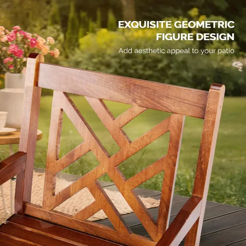 Miniatura 6 de VINGLI Sillas de comedor al aire libre, sillas de patio de madera resistente de 330 libras con respaldo cómodo, sillas de comedor de madera maciza