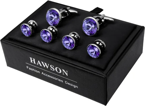 Miniatura 53 de HAWSON Gemelos para hombre con juego de tachuelas de camisa de 4/6 piezas, caja de regalo, joyería para hombre o accesorios para boda, fiesta