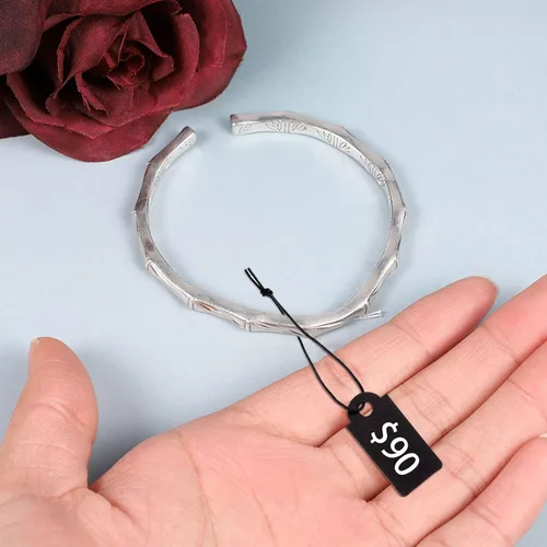 Miniatura 6 de 200 etiquetas de precio negras, etiquetas de regalo con cuerda elástica, etiqueta de precio de joyería escribible de papel kraft para ropa, joyería