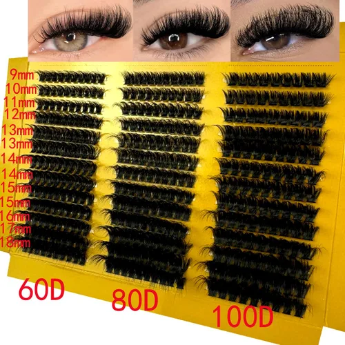 Miniatura 17 de 30D/40D/50D/60D/80D Pestañas de visón 280 Paquetes Extensión de pestañas naturales 3D Rusia Volumen Individual Pestañas en racimo Maquillaje
