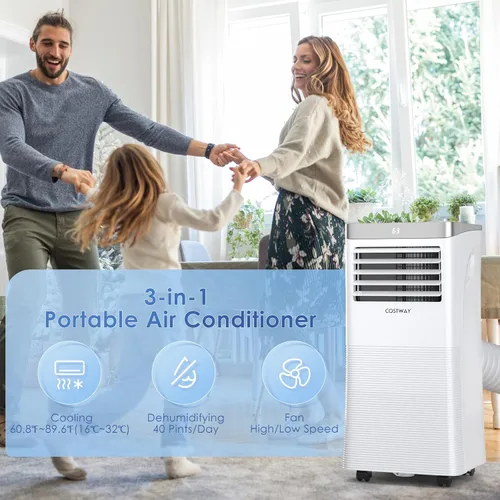 Miniatura 2 de COSTWAY Aire acondicionado portátil, enfriador de aire de 8000 BTU con modo ventilador y deshumidificador para habitaciones de hasta 230 pies