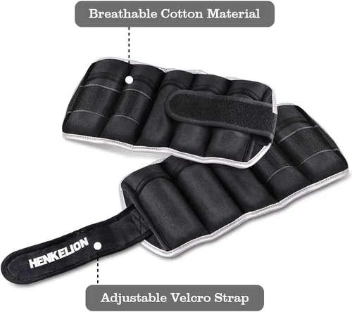 Miniatura 4 de Henkelion - Juego de 1 par de pesas ajustables, tobillo y muñeca, 2, 3, 5 y 10 libras, para gimnasio, entrenamiento, correr, levantamiento de pesas
