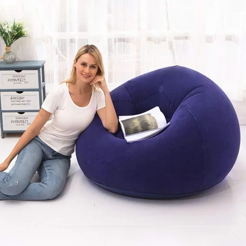 Miniatura 4 de Beanless Bag - Silla inflable para exteriores, sofá perezoso, sin relleno, lavable, plegable, para organizar juguetes de peluche o espuma Azul