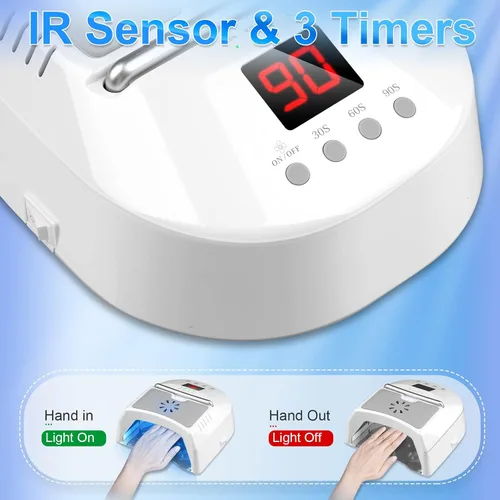 Miniatura 3 de IMENE - Lámpara de uñas profesional LED UV, inalámbrica, 72 W, luces UV para uñas de gel con ventilador, secadora de uñas recargable con mango