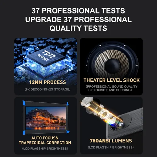 Miniatura 9 de Proyector inteligente para exteriores con WiFi 6 y Bluetooth 5.3, enfoque automático y Keystone, DoIby Audio, película nativa 1080P, proyector