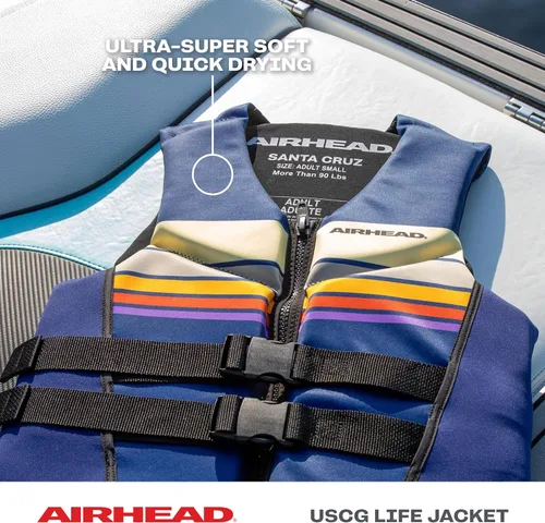 Miniatura 6 de Airhead Chaleco salvavidas Santa Cruz de varios tamaños, chalecos de natación para adultos, niños y jóvenes, tela Kwik Dry Neolite, aprobado por USCG