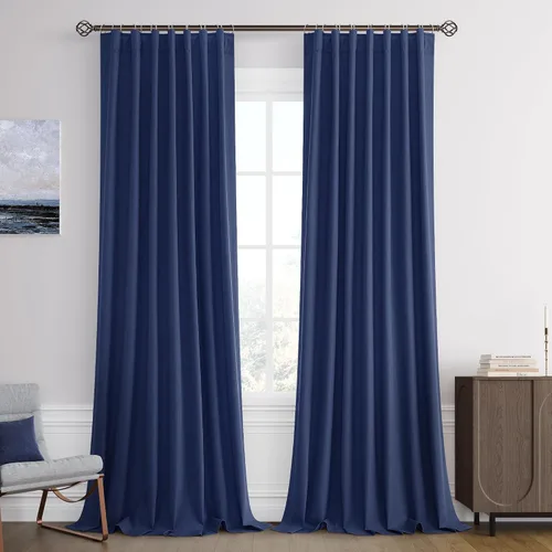 Miniatura 73 de Joywell 2 cortinas opacas 100%, lino, beige natural, trabillas traseras/cinta con ganchos, aislantes, de dormitorio, comedor, sala, puerta corrediza