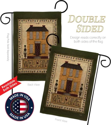 Miniatura 3 de Bandera de bienvenida para el jardín de la casa amarilla – Country Living Primitive Farm Western Barn American Rustic Cowboy Rural Ranch – Cartel