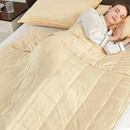 anfie - Manta con peso para niños (40 x 60 pulgadas, 7 libras), ultrasuave y acogedora, refrescante, lavable a máquina, beige