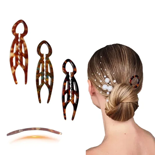 3 horquillas de pelo francesas de prestigio para mujeres, horquillas de pelo de prestigio para Updos Chignons & Buns Acetato French Twist Pin,