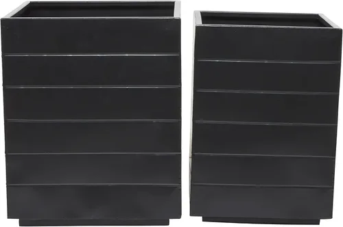 Miniatura 10 de Deco 79 Maceta de metal para interiores y exteriores, maceta rectangular grande, juego de 2 macetas de 28 pulgadas, 24 pulgadas de alto, color blanco