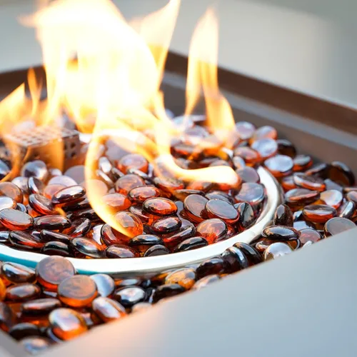Miniatura 8 de Mr. Fireglass Cuentas de vidrio de fuego de 10 libras, gotas de vidrio de fuego redondas reflectantes de 1/2 pulgada para chimenea, pozo de fuego