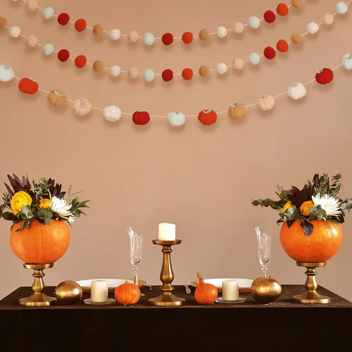 Miniatura 4 de Guirnalda de bolas de fieltro de calabaza pequeña, guirnalda de pompones de calabaza, pancarta de fieltro de calabaza, decoración de bola para Atumn