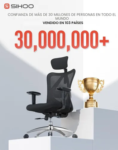 Miniatura 5 de Sihoo - Silla de oficina ergonómica, silla de escritorio con respaldo alto, reposacabezas ajustable con reposabrazos 2D, soporte lumbar y ruedas