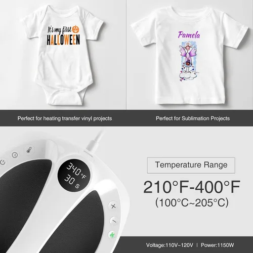 Miniatura 2 de Xinart Máquina de prensa de calor para camisetas, máquina de prensa de calor portátil de calor uniforme rápido de 9 x 9 pulgadas