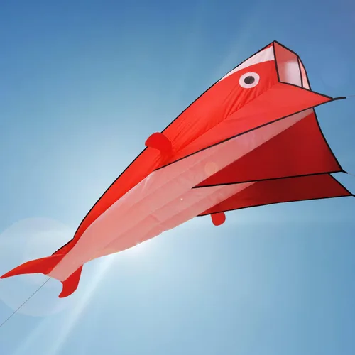 Miniatura 7 de Cometa grande azul delfín, parafoil suave sin marco, cometa gigante 3D IMAGE Breeze Beach Kites para exteriores, playa