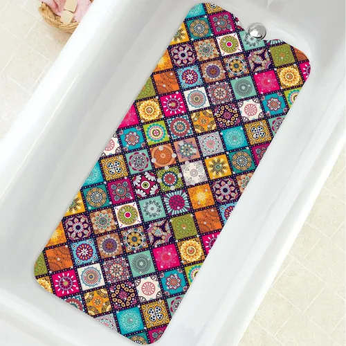 Miniatura 31 de Alfombra para Bañera Antideslizante, Alfombra Bohemia Cuadrada para Bañera y Piso de Ducha con Ventosas para Adultos, Niños y Ancianos, 21 x 21