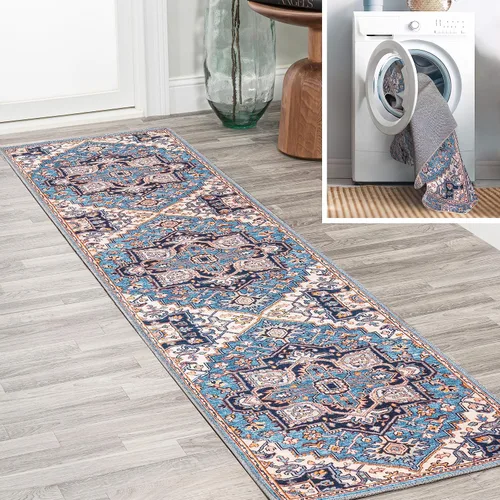 Miniatura 3 de JONATHAN Y Alfombra circular lavable a máquina de 2 x 8 pies, medallón grande adornado Cirali para sala de estar, dormitorio, cocina, oficina, fácil