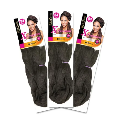 Miniatura 35 de Realistic Trenza original X-Pression 84 pulgadas 100% Kanekalon (paquete de 3, 1) M-61XPRES84
