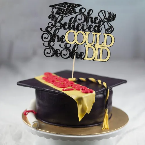 Miniatura 5 de 1 pieza de decoración para tartas con tapa de graduación con purpurina para la clase de 2026, decoración de pastel de graduación para graduación
