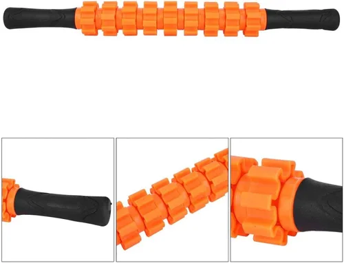 Miniatura 2 de Rodillo muscular, rodillo de relajación de alta resistencia, varillas de masaje muscular, fitness, deporte, fascia, para gimnasio en casa (naranja)