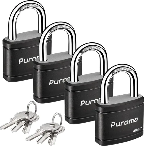 Miniatura 18 de Puroma Candado con llave con 2 llaves iguales, cerradura de casillero de 7/8 pulgadas, cerraduras de alta resistencia para puerta, cerrojo, caja