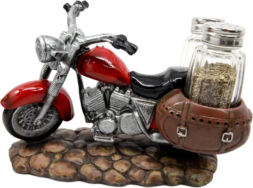 Miniatura 6 de Ebros Gift Old Retro Red Chopper - Figura decorativa de cristal para motocicleta y pimentero de cristal, 7.5 pulgadas de largo, escultura