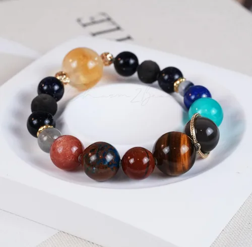 Miniatura 32 de Precious Gemstone Natural Crystal Healing Bracelet, Rutilated Quartz, Moonstone, Quartz Handmade Original Design Bracelet
