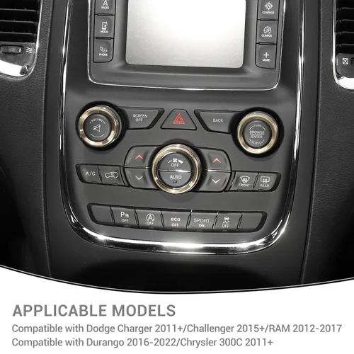 Miniatura 5 de Anillo de perilla de interruptor de volumen de CA compatible con Dodge Charger 2011+/Challenger 2015+/RAM 2012-2017/Durango 2016-2022/Chrysler 300C