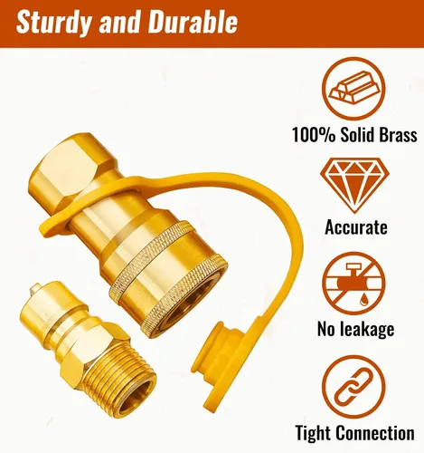 Miniatura 3 de CALPOSE Kit de conexión rápida de gas de 1/2", conector de desconexión rápida de gas LP y enchufe de inserción macho, latón macizo