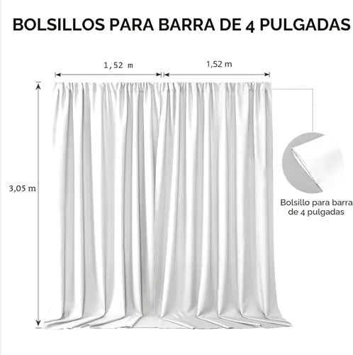 Miniatura 5 de Cortinas Joydeco Blancas de Fondo para Bodas y Fiestas, Cortinas de Fondo Fotográfico para Bodas y Cumpleaños, Tela de Poliéster sin Arrugas, 5 x 10