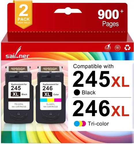SAILNER 245XL Cartucho de tinta de repuesto para Canon 245XL 246XL Combo Pack PG-245XL CL-246XL Alto rendimiento para Pixma TR4520 TR4527 MG2522