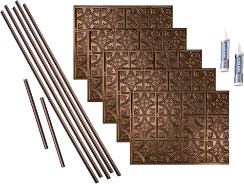 Miniatura 12 de FASÄDE Kit decorativo para salpicaduras de vinilo de estilo tradicional y patrón 1 de 15 pies cuadrados en bronce argente Bronce de plata