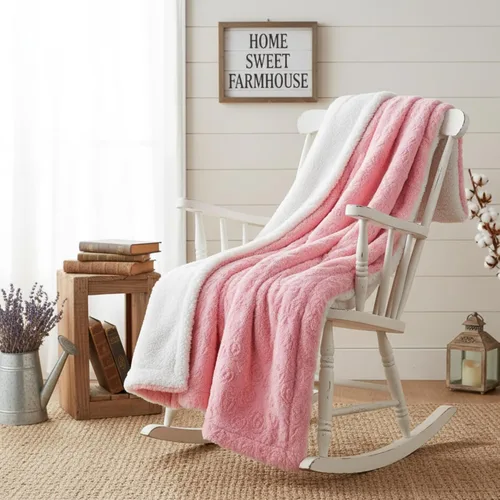Miniatura 11 de DaDa Bedding Manta de Tiro Romántica de Piel Sintética Roja para San Valentín - Corazones Encantadores Mullidos Felpa Sherpa en el Reverso con Forro