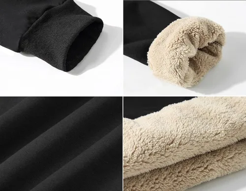Miniatura 4 de MAGCOMSEN Sudaderas con forro de sherpa para hombre, sudadera básica de invierno con cuello redondo