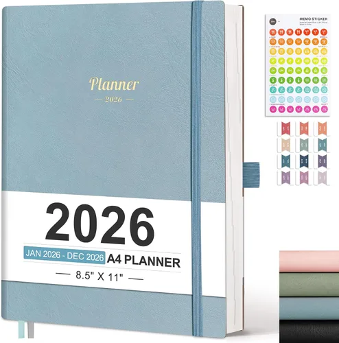 AHGXG Agenda 2026, semanal y mensual, grande A4 de 8.5 x 11 pulgadas, agenda 2026-2027, calendario de 15 meses de enero de 2026 a marzo de 2027,