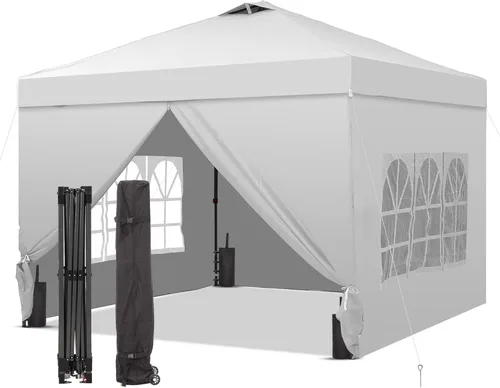 Miniatura 27 de GDY Tienda de campaña desplegable de 10 x 10 pies, gazebo para exteriores con 4 bolsas de arena, toldo fácil de instalar con 3 alturas ajustables