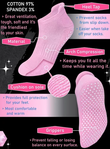 Miniatura 5 de RATIVE Calcetines antideslizantes para yoga, pilates y hospitales, con agarres, para mujeres y hombres