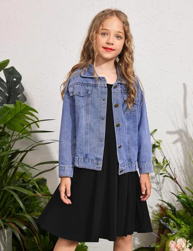 Miniatura 4 de Arshiner Vestido elástico de manga larga para niñas con línea A, vestido elástico casual