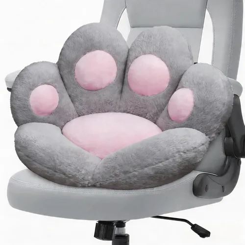 Miniatura 8 de DOBUONO Cojín Kawaii de pata de gato, cojín para silla de oficina, cómodo cojín de felpa para silla de juegos, cojín de asiento Kawaii para niña