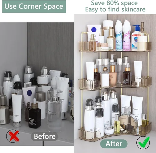 Miniatura 4 de Webetop Organizador de Encimera para Baño, Organizador Esquinero de 3 Niveles para Almacenamiento en Baño, Organizador de Maquillaje, Estante