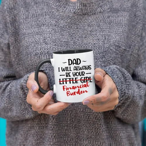 Miniatura 9 de Veracco Taza de café de cerámica con texto en inglés "Dad I will Always Be Your Little Girl" Financial Burden Financial Burden, taza para el mejor