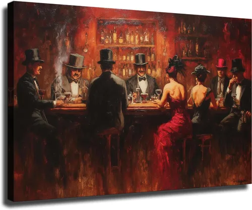 Miniatura 15 de CIDLNMY Póster de lienzo de la época de la Prohibición Speakeasy, póster vintage de la vida nocturna de los años 1920, arte de pared para salón