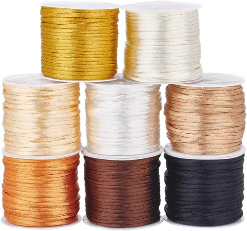 PH PandaHall Cordón de satén de nailon de 80 yardas, cuerda de cola de rata, cuerda de nailon de 8 colores, hilo de macramé Kumihimo para el