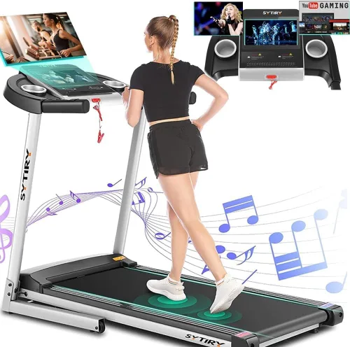 Miniatura 10 de Cintas de correr para el hogar con pantalla de TV y WiFi, máquina plegable inteligente, escena de deportes virtual 3D, altavoces HiFi, aplicación