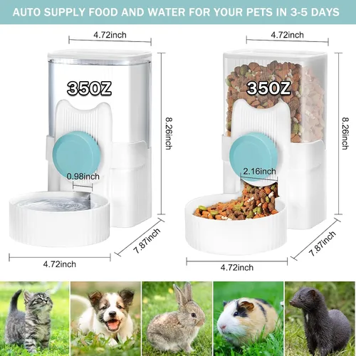 Miniatura 4 de ShineMe - Comedero automático para gatos y dispensador de agua, 35 onzas, comedero automático por gravedad para colgar alimentos y agua