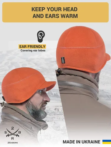 Miniatura 4 de 2SBR 2SABERS Gorro de invierno de forro polar con visera para hombre y mujer, con orejera, diseño de calavera